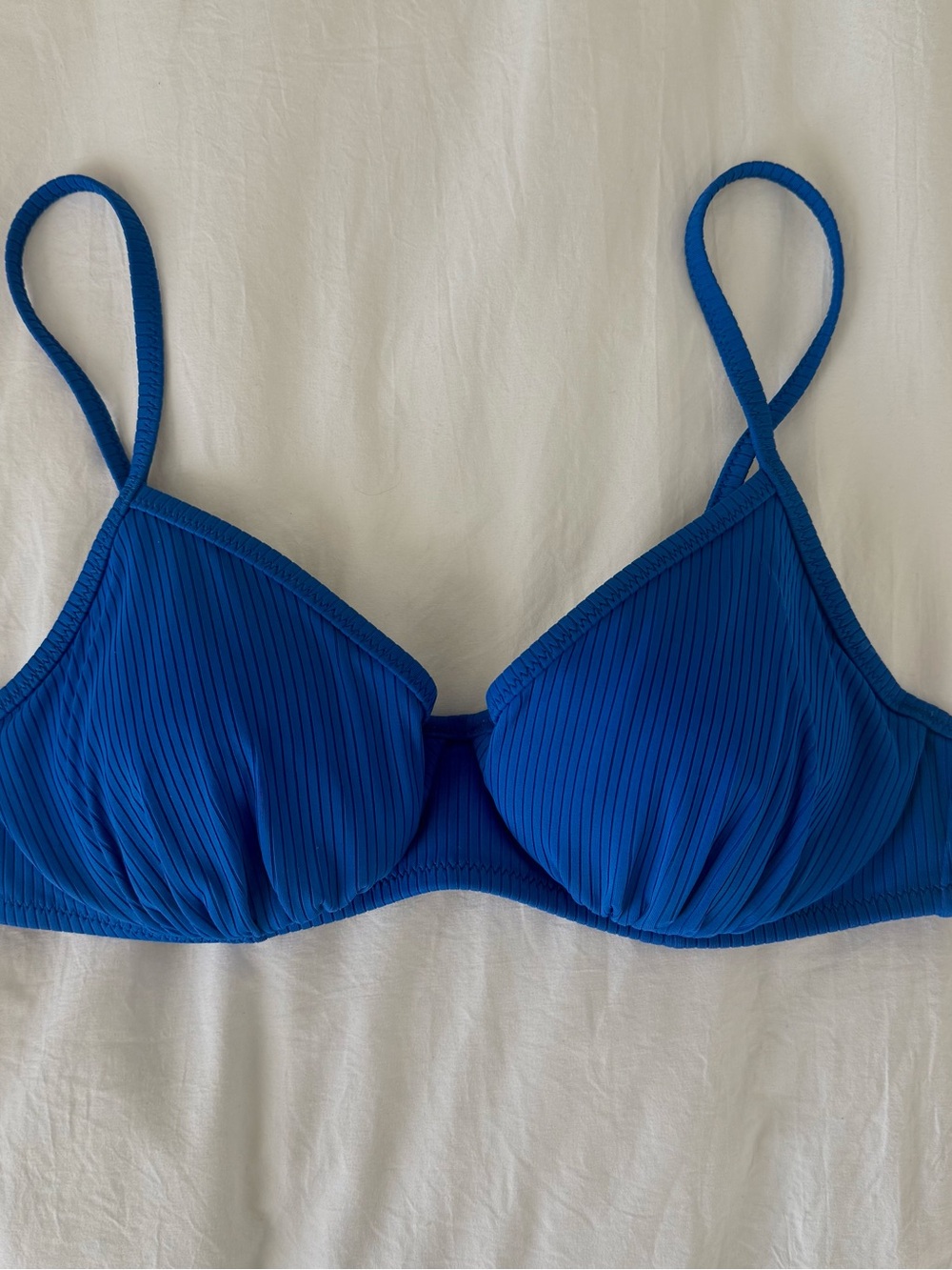 Shade & Shore Royal Blue Ribbed Underwire Bikini Top